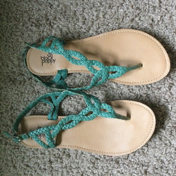 Black Poppy Shoes - Blue sandals